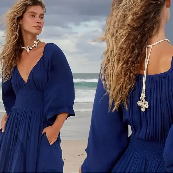 Free People Happy Days Shell Necklace NWT Neutral Bohemian Beach Choker Summer - Picture 5 of 16